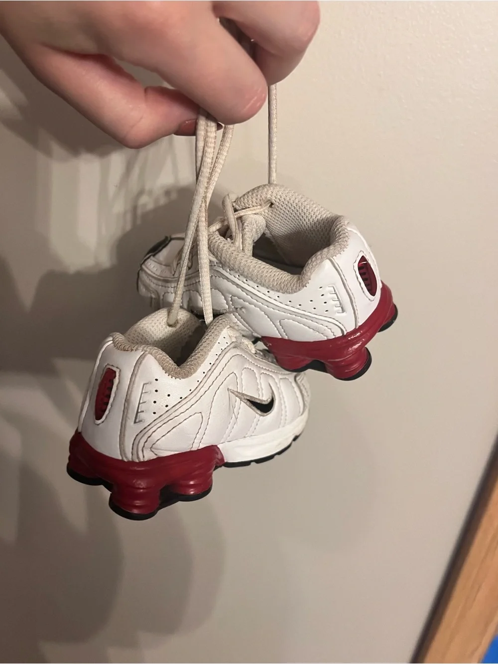 Vintage Nike Kids White, Red and Black Shock-Absorb Sneakers